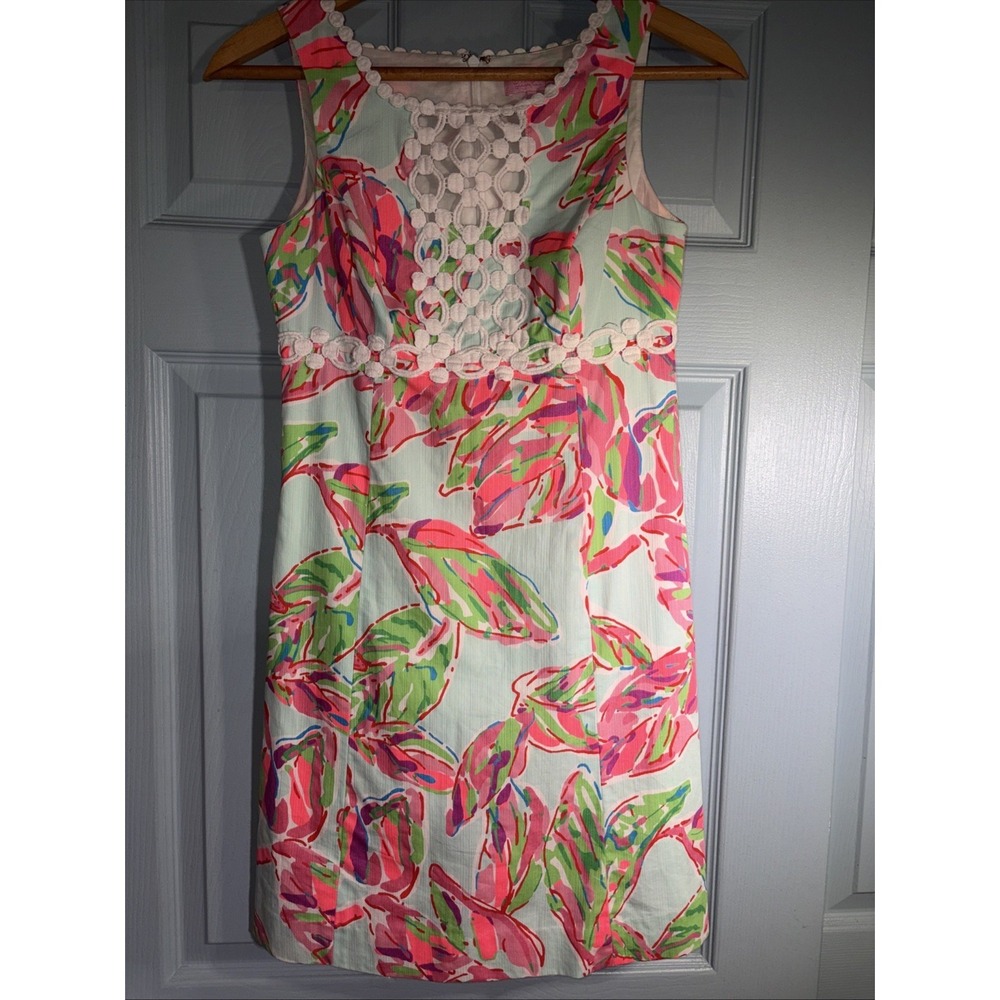 Lilly Pulitzer Rosie In The Vias Lace Detail Shift Dress Size 00. Preppy, Resort